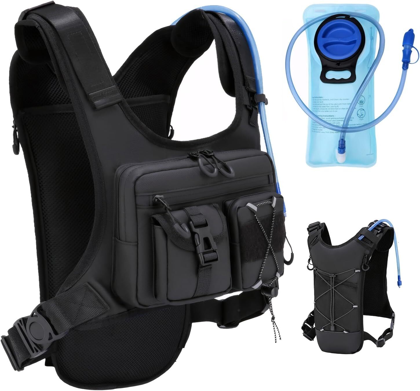 YMX 636 Criuage USA Original Patt Hydration Vest Backpack, Lightweight Chest Pack with 2.0L Water Bladder Bag Daypack Hiking Running Cycling Race Mara