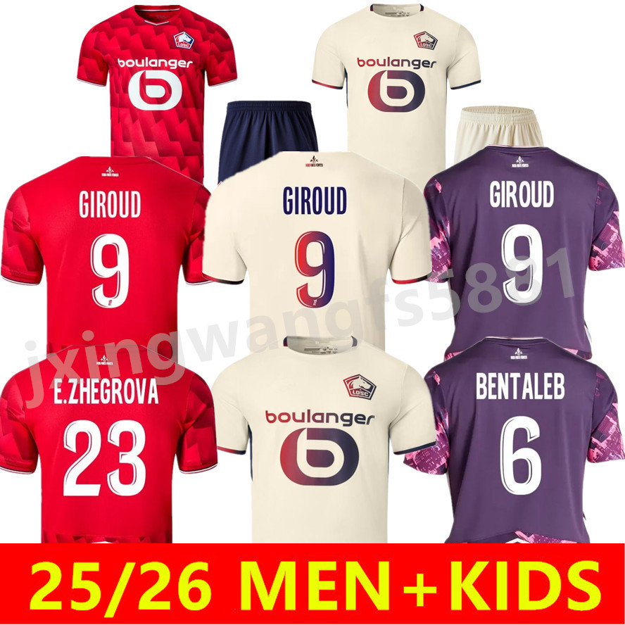 25 26 Maillot Lille Soccer Jerseys 2025 2026 LOSC Fourth Maillot de foot HARALDSSON Men Kids Kit GIROUD J DAVID ZHEGROVA ANGEL YAZICI Football Jersey