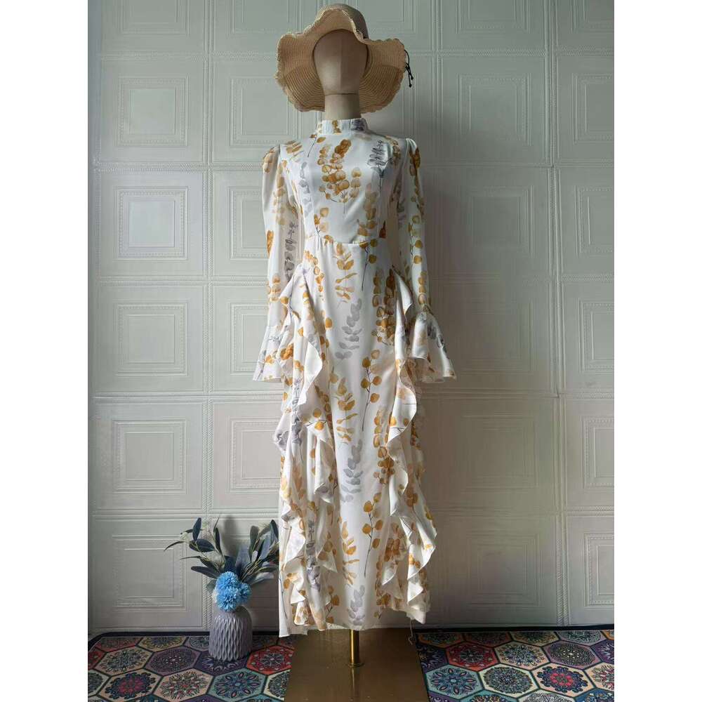 2025 New European and American Elegant Flowing Long Sleeve Slim Fit Soft Women's Dress