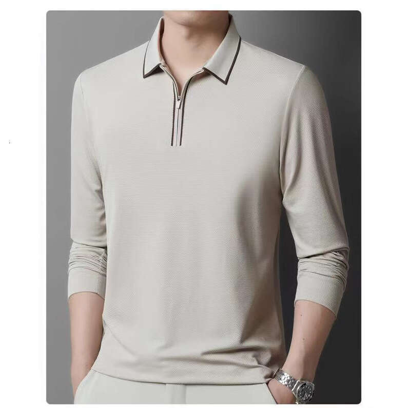 2025 Long Sleeve Business Polo Versatile Men's Casual Comfortable Turn-Down Collar Base Shirt Commuting Trendy Style