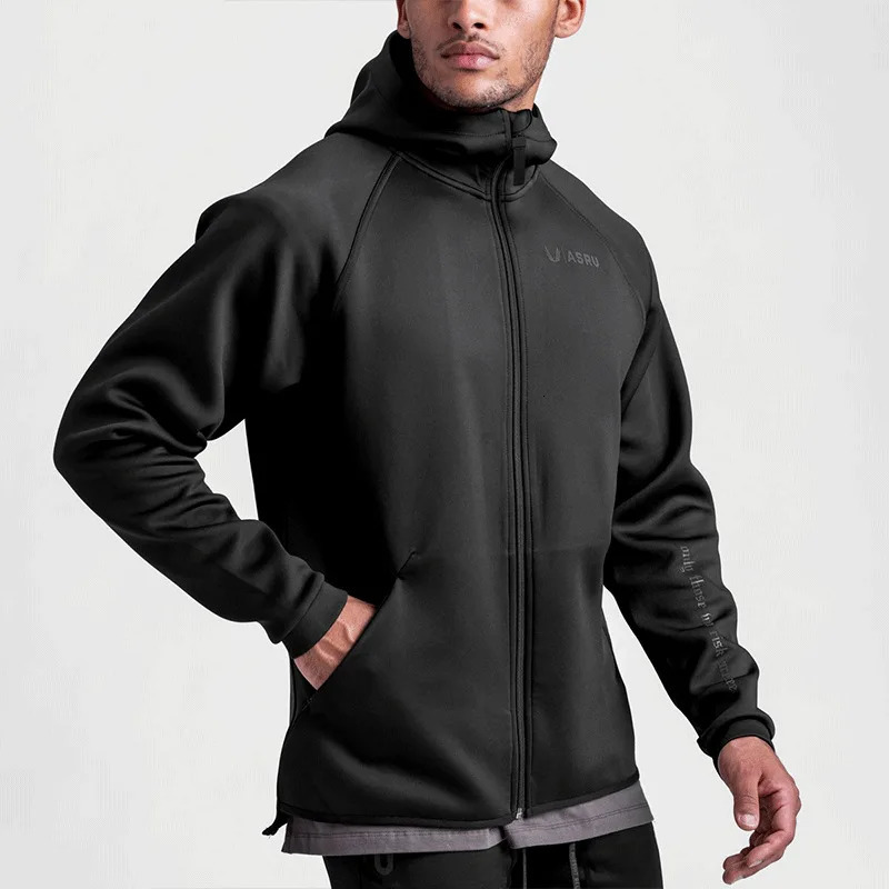 Mens Zipper Hooded Sweatshirt Gym Workout Hoodies Spring and Autumn Loose Fitness Sports Casual Jacket Clothing 250714