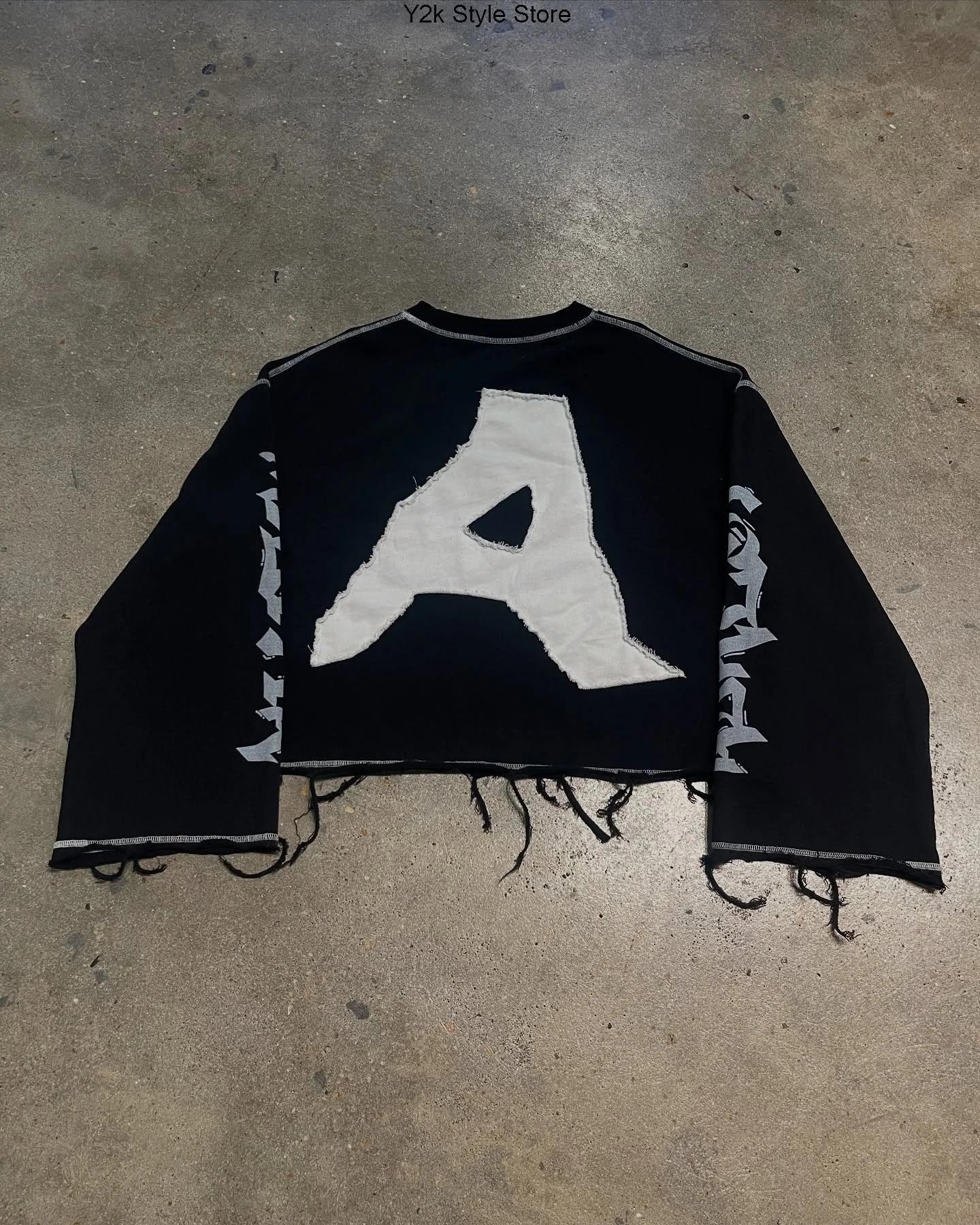 Y2K T Shirt Retro Gothic Large Letter Pattern Long Sleeve Hip Hop T Shirt Men Women Punk Street Clothes Sweatshirt Rock Top 250714