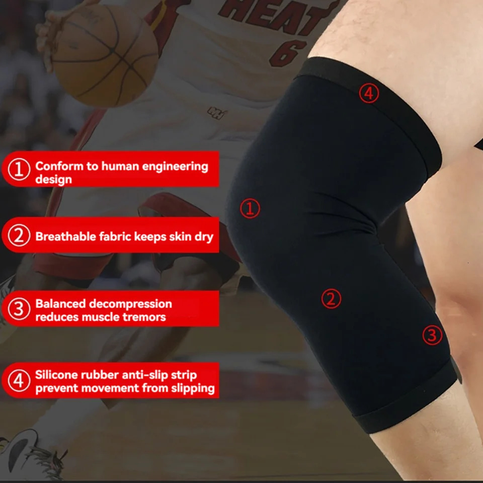 GOBYGO 1Pcs Basketball Sports Knee Pads Elastic Knitted Compression Leg Warmers Outdoor Running Cycling Mountaineering Men Women 250708