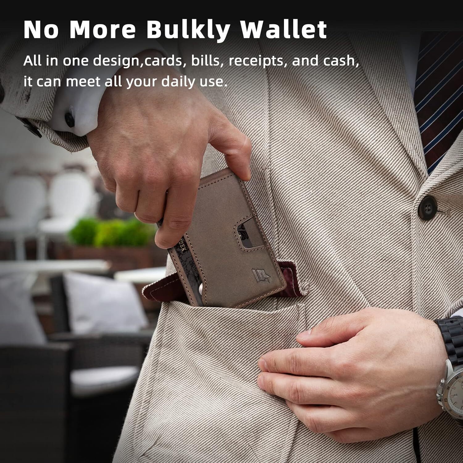 YMX Slim Minimalist Men- Money Clip Bifold RFID Blocking Genuine Leather Wallets for Men 12 Card Holder Wallet | Mens Front Pocket wallet