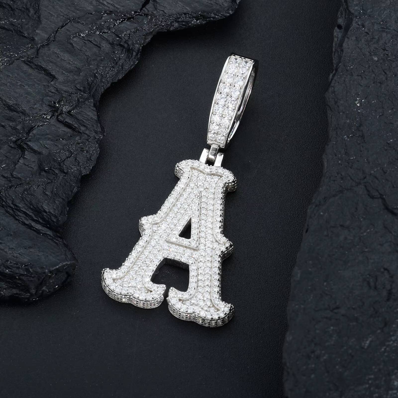 Iced Out Jewelry Custom Hip Hop A-Z Letter Pendants 925 Sterling Silver Moissanite Initial Pendant Men Jewelry