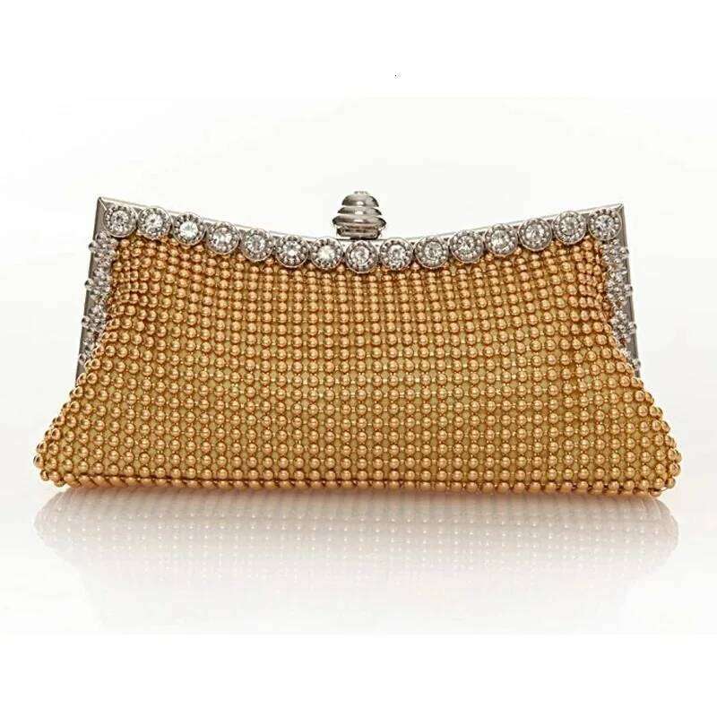 Evening Gold Clutch Glitter Bead DESIGN Elegant Woman Party Bags Vintage Fashion Bridal Purse Sier Handbags Night Bag