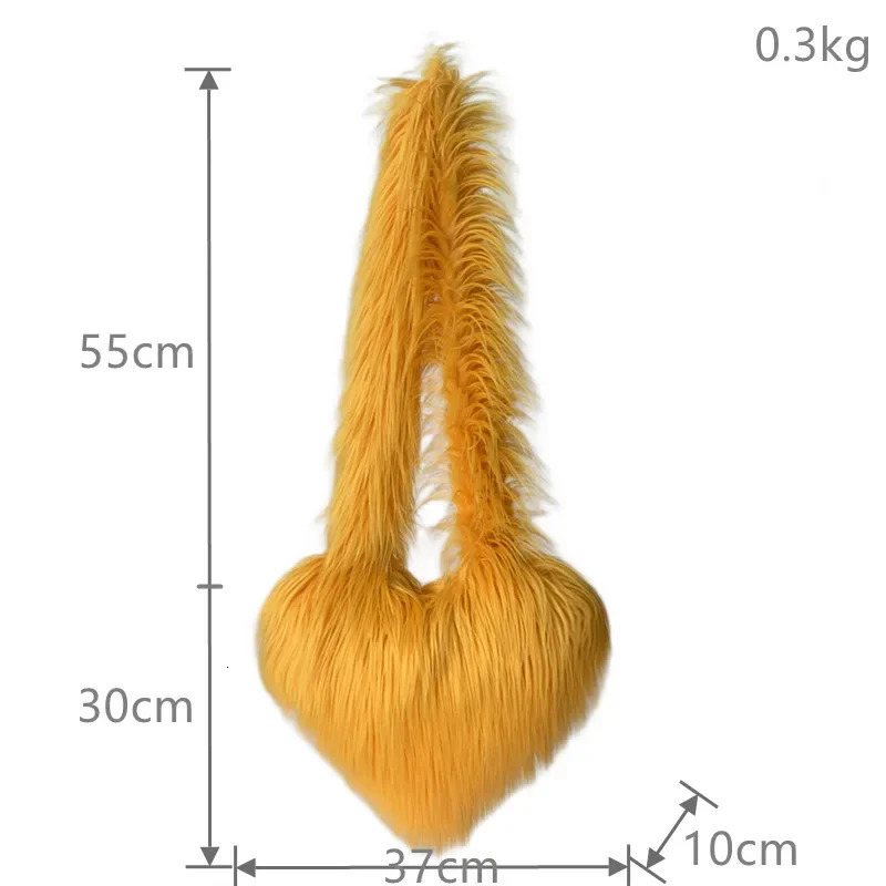 Sweet Heart Womens Faux Fur Shoulder Bags Long Plush Ladies Love Messenger Bag Winter Female Fluffy Tote Handbags Purse 250717