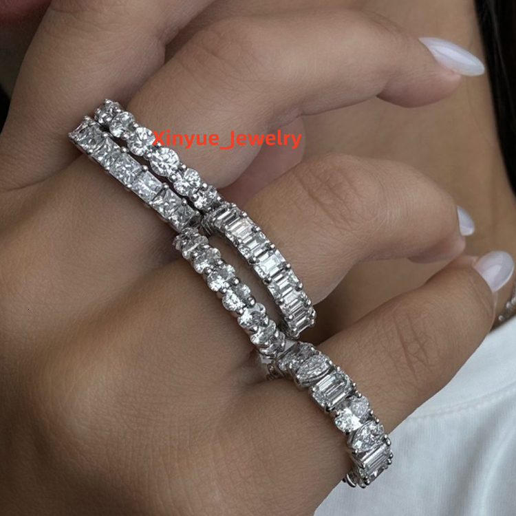 Cubic Zirconia Rings 4ct Sterling Silver Lab Grown Diamond Oval Moissanite 925 Silver Woman Birthstone Jewelry Fine Tennis Rings