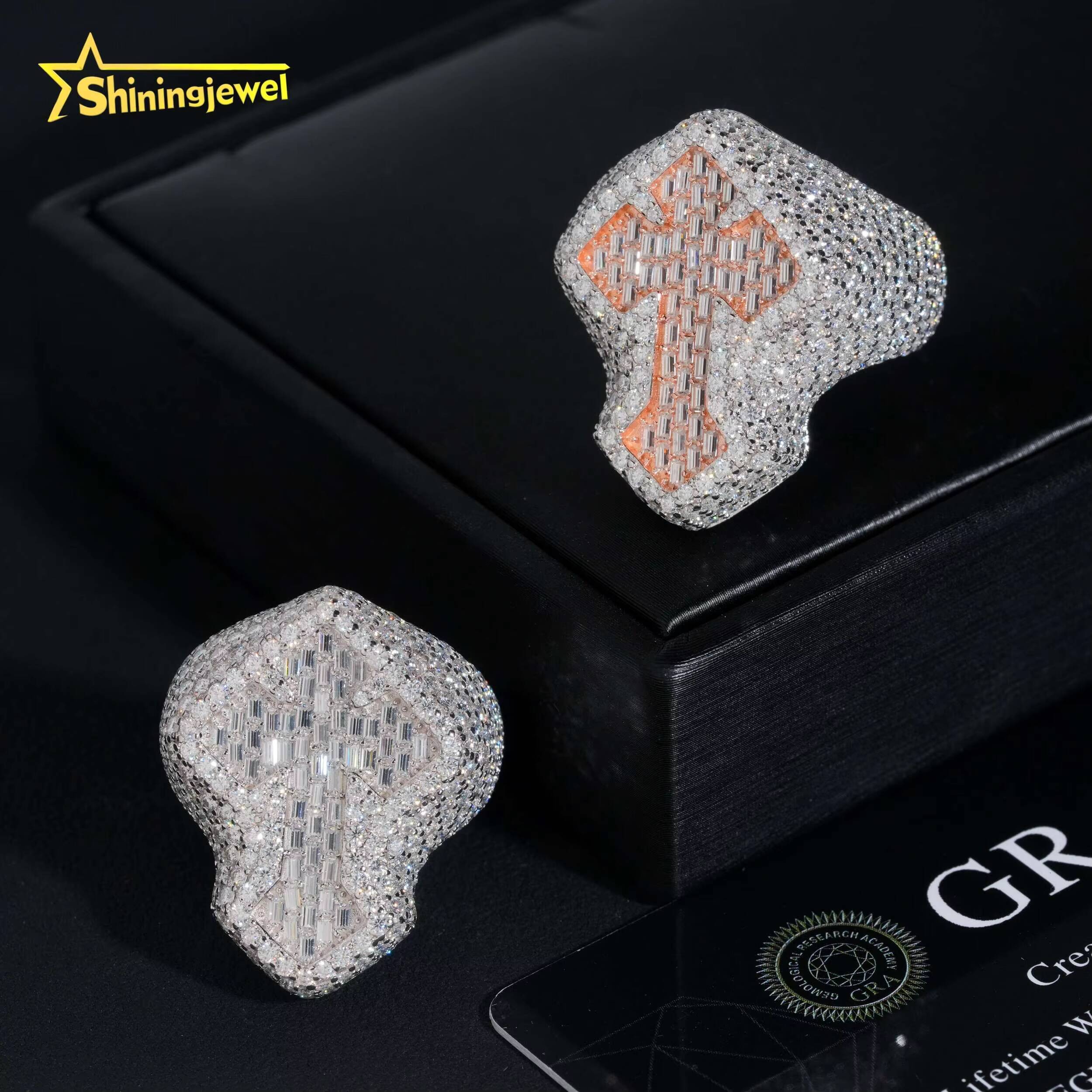 Hot Fashion Custom Diamond Jewelry 925 Sterling Silver Sparkling Diamond Hip Hop Men Rings Iced Out Moissanite Ring