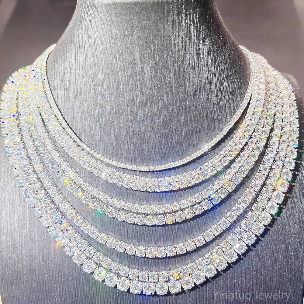 Wholesales Prices Hiphop Moissanite Tennis Chian Pass Diamond Test Moissanite Bracelet Necklace for Parties With GRA