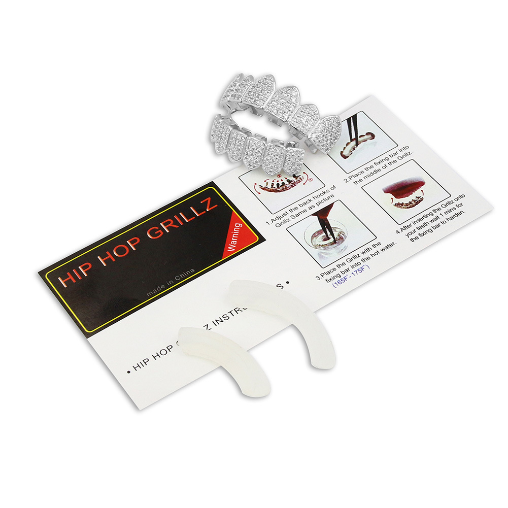 Iced Out Gold Vampire Teeth Grillz Hip Hop Accessory High Quality Bling Bling