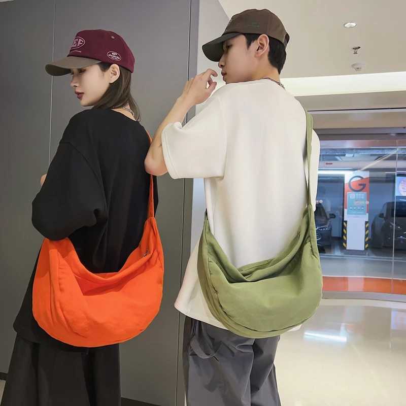 Solid Color Canvas Female Crossbody Bags For Women Large Capacity Shopping Messenger Bag Student Shoulder Bag Unisex School Bag Y250719