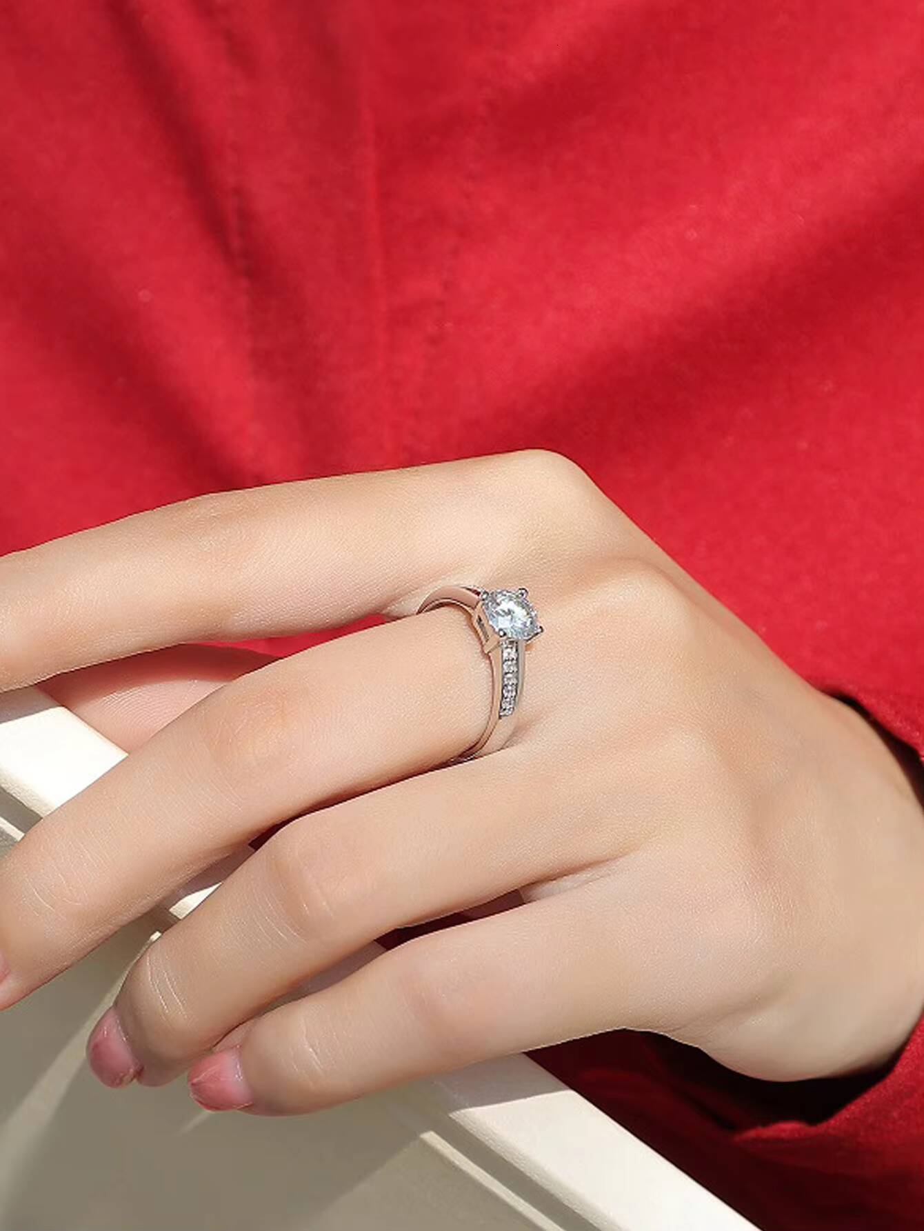 Wedding Anniversary 1ct 925 Sterling Silver Moissanite Diamond Ring for Women Adjustable Claw Setting Accessories