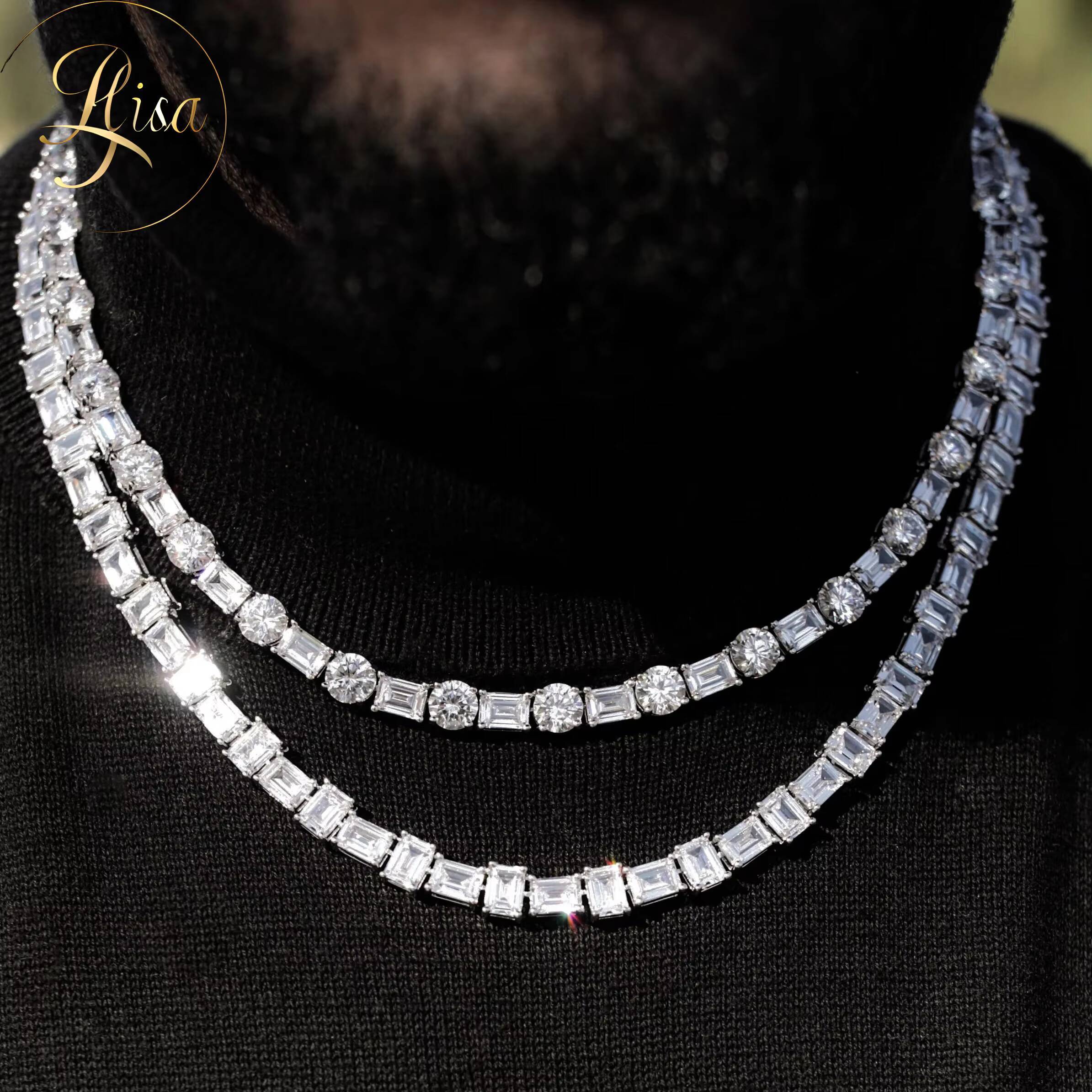 Hot Selling 925 Sterling Silver Tennis Chain Moissanite Wholesale White Gold Emerald Cut Moissanite Tennis Bracelet Fine Jewelry