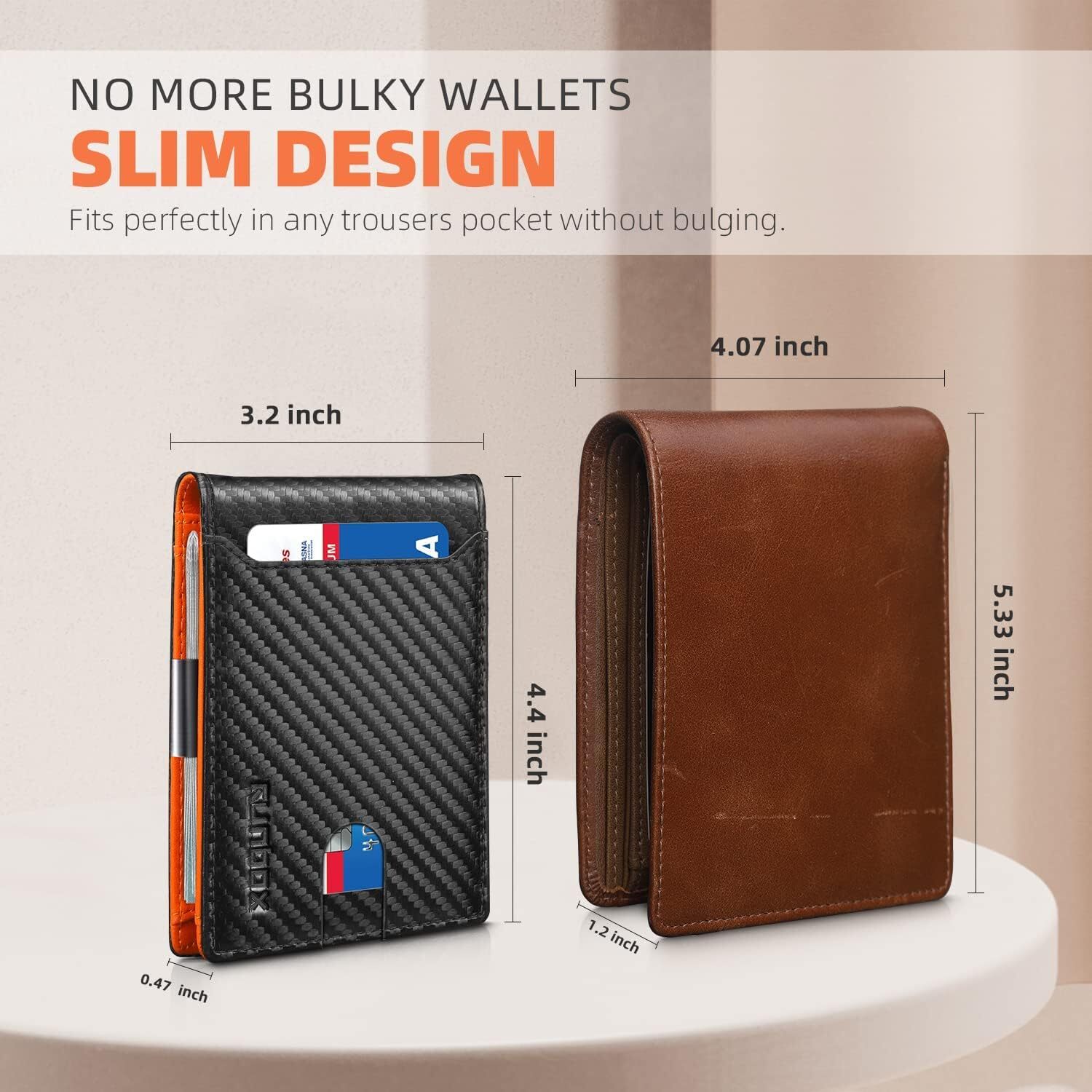 YMX Slim Wallets for Men Leather Money Clip Mens RFID Blocking Front Pocket Bifold Wallet - Thin Credit Card Holder with Gift Box