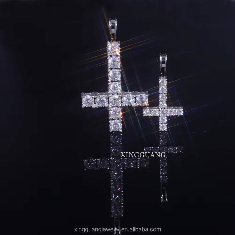 New Design Cross Pendant Real 925 Silver VVS D GRA Moissanite Diamond Pendant Fine Jewelry Hip Hop Pendant Custom for Men Women