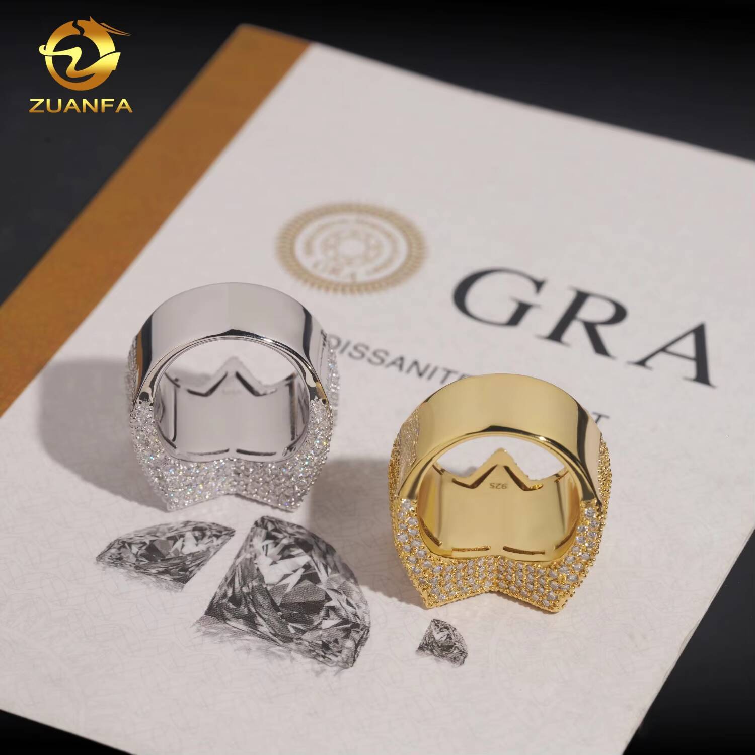 Iced Out Star Shape Design Ring Baguette Hip Hop Rapper Jewelry Full With VVS Moissanite Diamond 925 Silver Men Ring