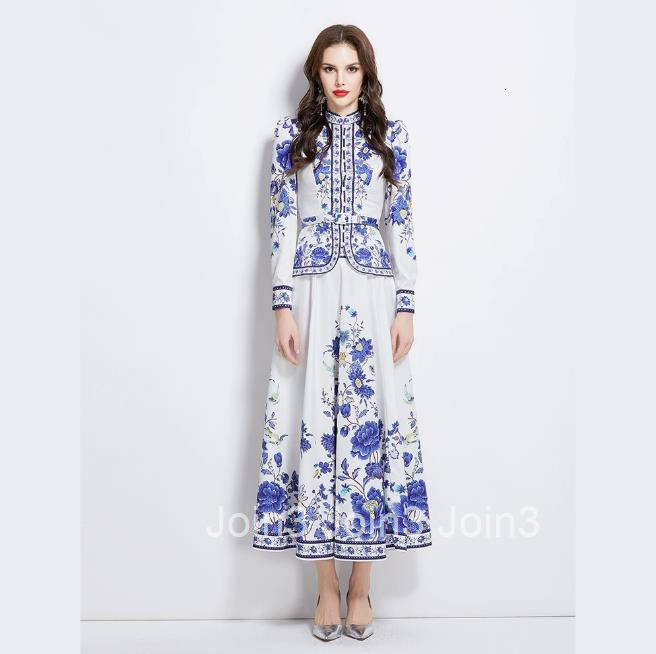 2681 Spring New Ethnic Style Shirt Top Mid-Length Skirt Set