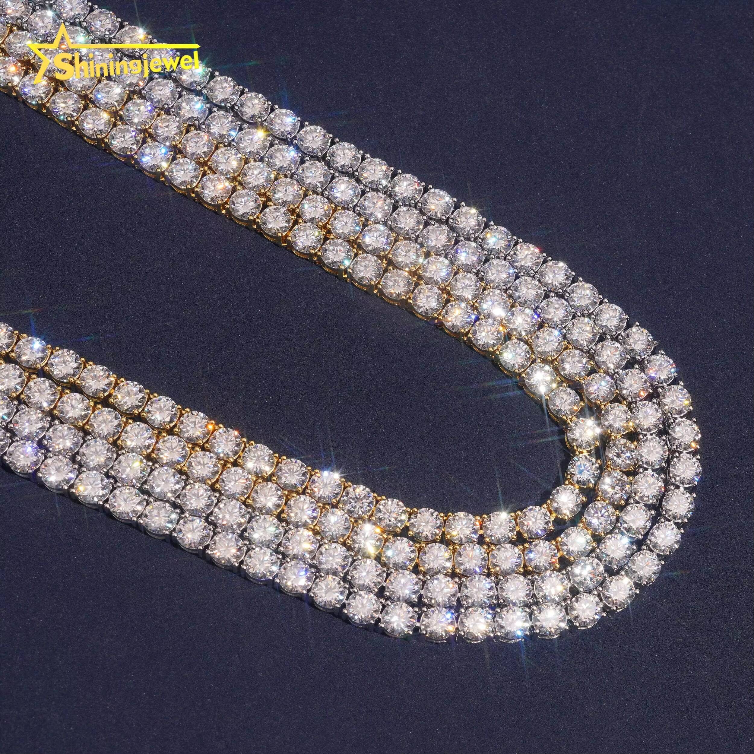 Hip Hop Iced Out 5mm Moissanite Tennis Necklace 925 Silver Men Women VVS Moissanite Tennis Chain Shipped From USA Warehouse