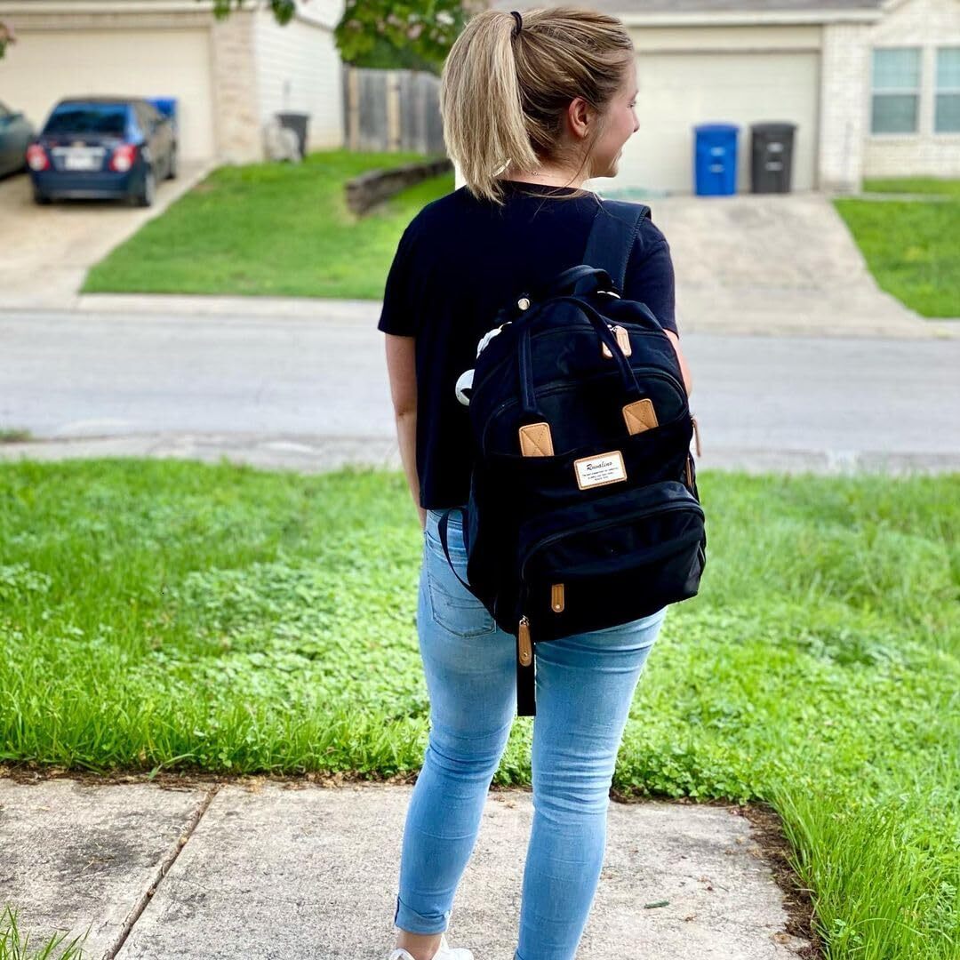 DHYMX RUVALINO Diaper Bag Backpack, Multifunction Travel Pack Maternity Baby designer bag Changing Bags, Large Capacity, Waterproof, Black