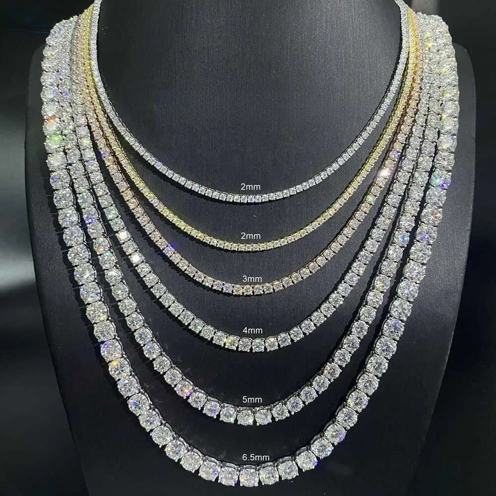 2024 trendy hip hop chains sterling sier dia necklace 3mm 4mm 5mm 6mm iced out moissanite tennis chain