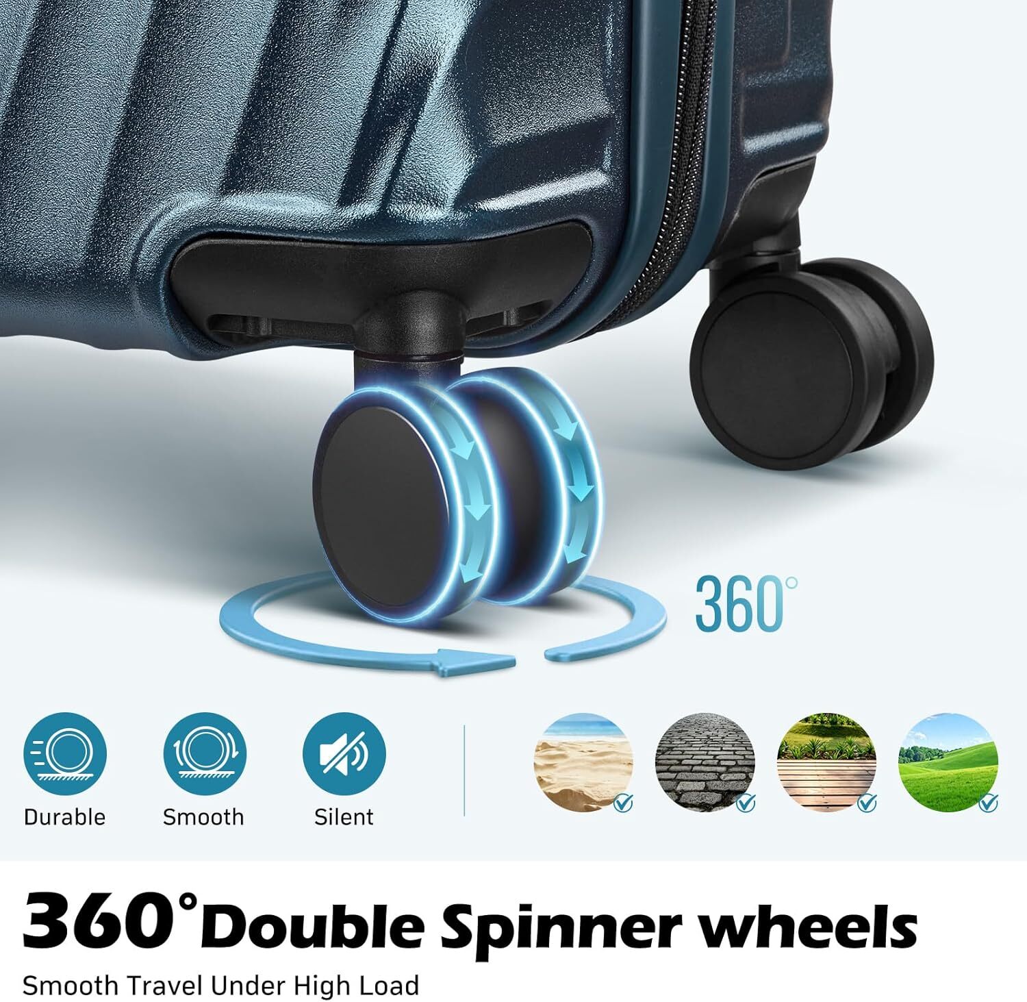 Lage sets piece Spinner designer bag Wheels, PC Hard Shell Travel Lage, Carry On suitcase with TSA Lock,YKK Zippers,Charcoal Metallic Navy, 3 Piece Se