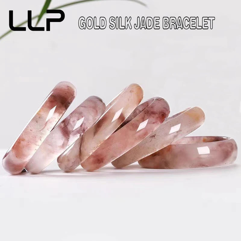 Natural Hetian Golden Silk Jade Bangle Charms Fashion Fine Jewelry Sets er Women Bracelet Souvenir Holiday Gifts 250716