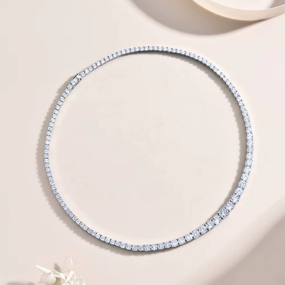 Elegant Dainty 2-6mm Moissanite Tennis Necklace with Luxury Fine Chains Stylish Luxurious Jewelry