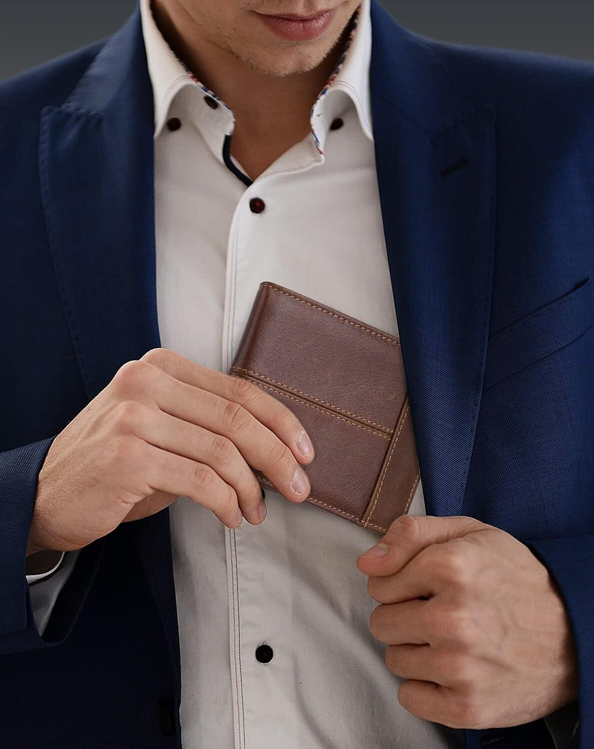 YMX 266 148 Swallowmall Mens Rfid Blocking for Men Bifold Wallet Leather with 1 ID Window 16 Card Slot