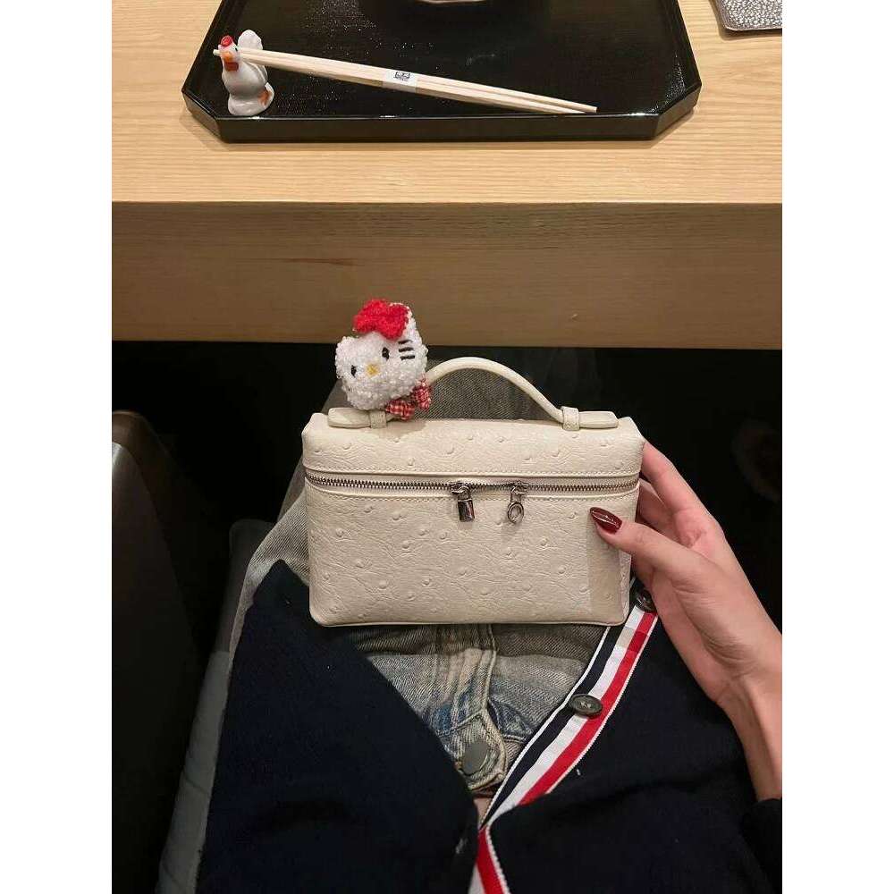 Ele Ostrich Pattern Leather Eup Women's Crossbody Oulder Bag Faionable Lunch Box Design Casual Handbag