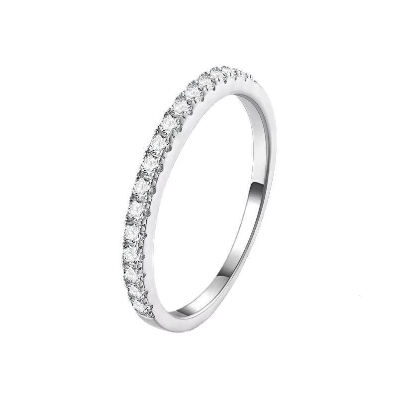 Trendy Moissanite Couple Eternity Promise Rings Set for Men Women D Color VVS 18K White Gold Plate S925 Silver for Wedding