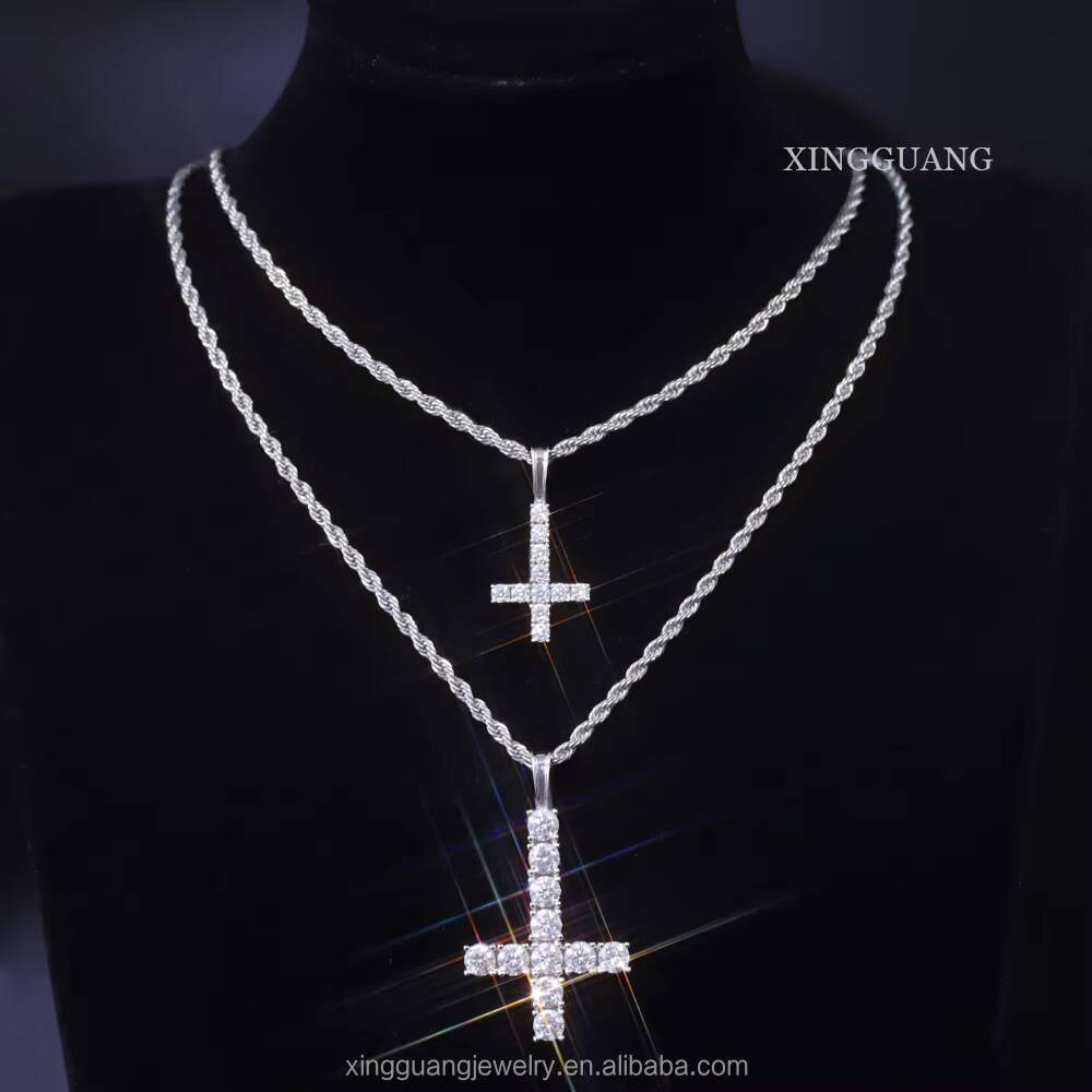 New Design Cross Pendant Real 925 Silver VVS D GRA Moissanite Diamond Pendant Fine Jewelry Hip Hop Pendant Custom for Men Women