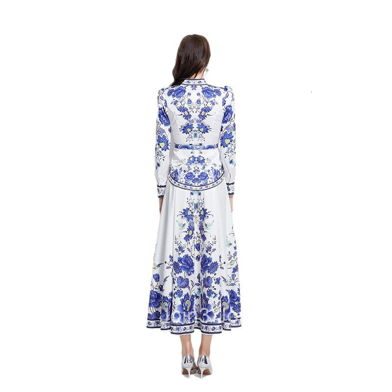 2681 Spring New Ethnic Style Shirt Top Mid-Length Skirt Set