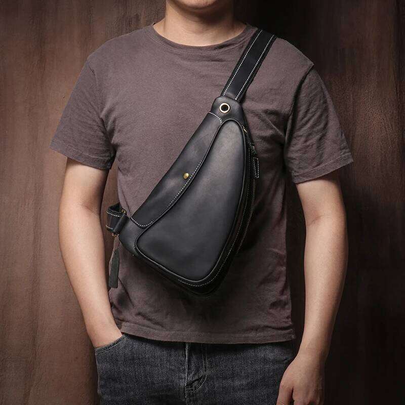 GURO High Quality Genuine Leather Travel Chest Bag Male satchel Vintage Trend Crossbody Weekend Outdoor Sports Sling Bags