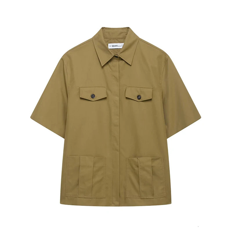 Willshela Women Fashion 2 Piece Set With Pockets Green Single Breasted Shirt Front Zipper Shorts Chic Lady Sets 250717