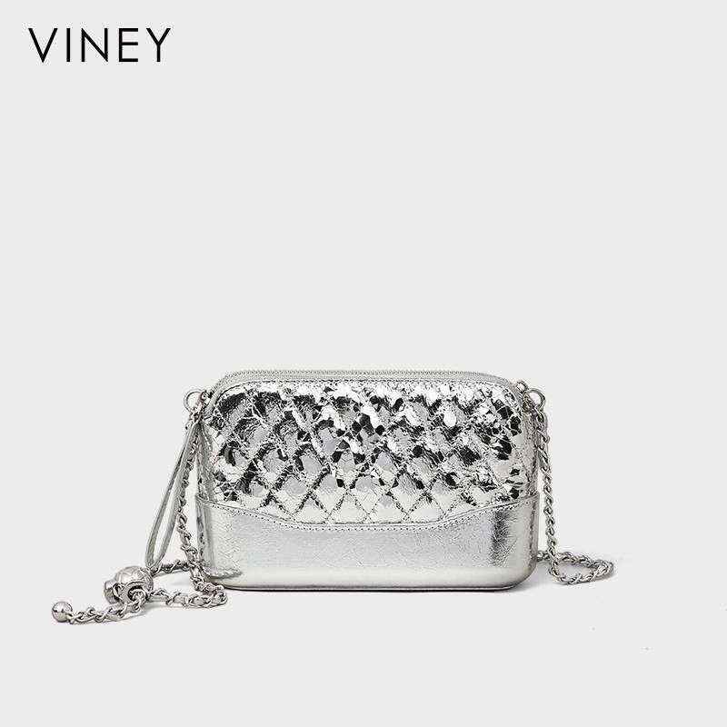 Ladies New Hobo Genuine Leather Women's Crossbody Golden Ball Chain Small Square Bag