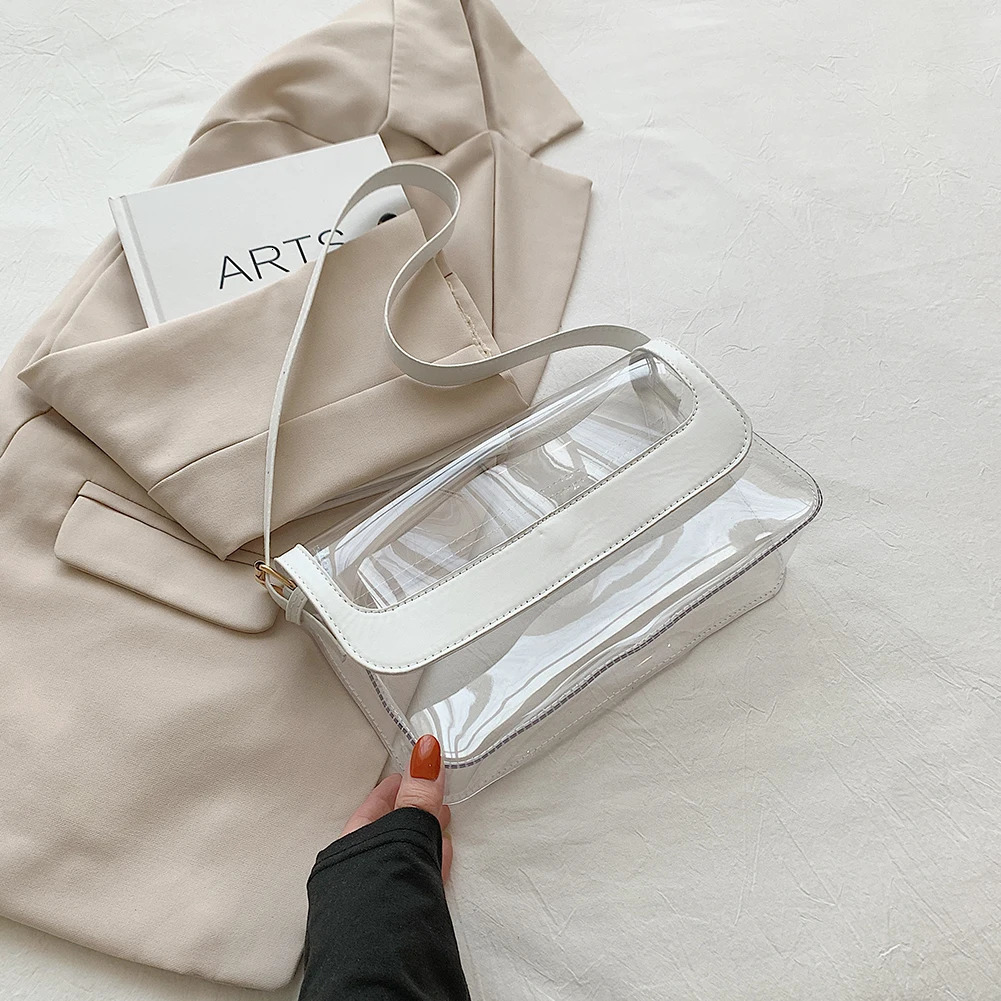 PVC Transparent Shoulder Bag See Through Cute Clear Purse Stadium Approved Casual Simple Fashion for Sports Festivals 250714