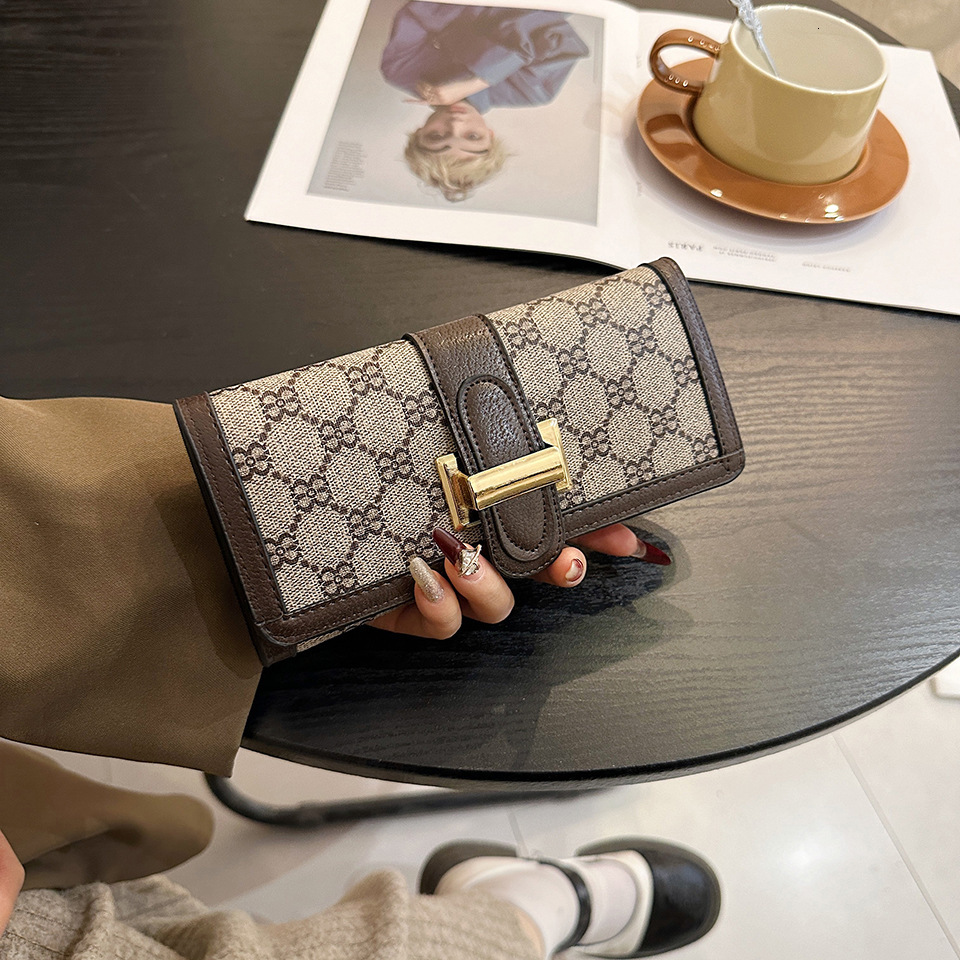 Luxury Brand Designer Bag Houndstooth Wallet For Women, Niche Light Luxury Coin Purse, 2024 New Model, High-End Simple Ins Style, Student Large Capaci