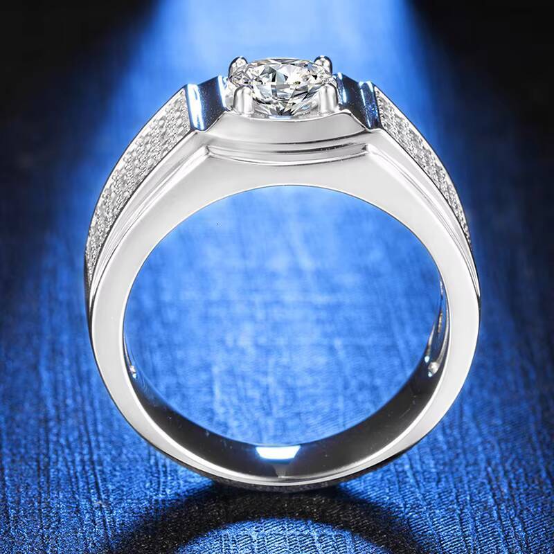 Moissanite 925 Sterling Silver Mens Series Ring