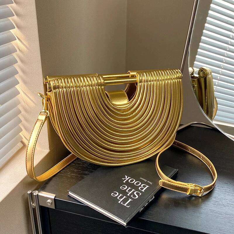 Designer Bag MOODS Evening Clutch Purses For Women Golden Noodle Half Moon Crossbody Bag Wedding Dinner Party Designer Handbags