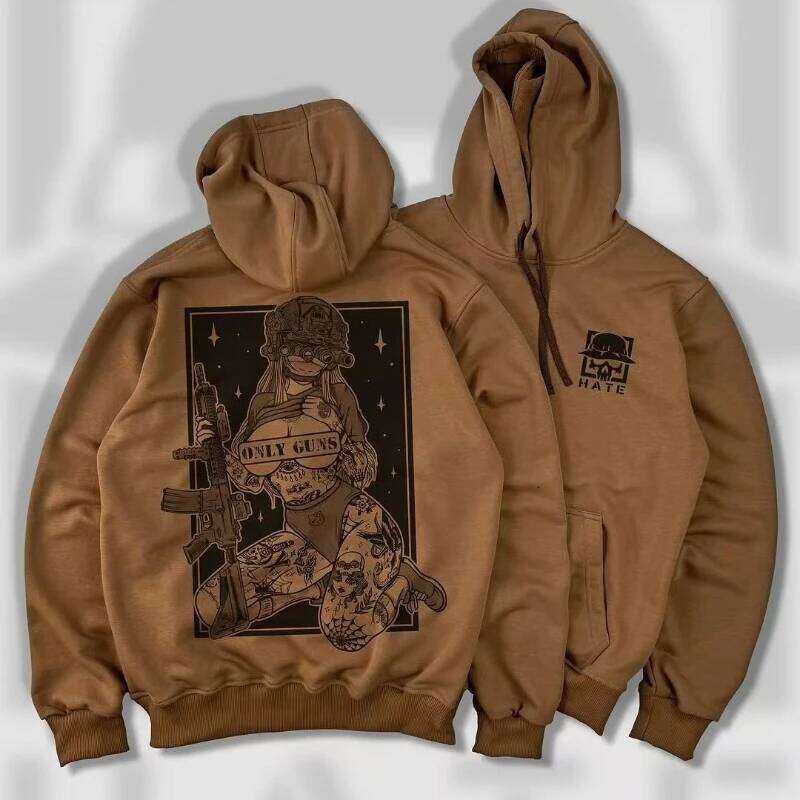 Cotton Sports Men Women Ins Net Red Design Pattern Printing Black Pullover Hoodie Spring And Summer New Loose Couple Tops