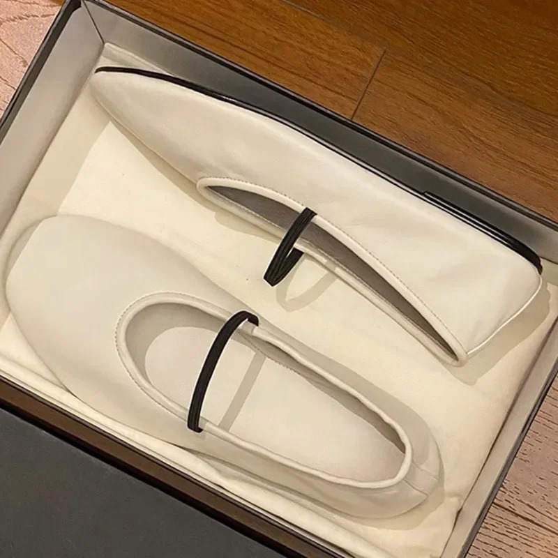 Round Toe Mary Janes Shoes For Women Elastic Band Solid Color Shallow Flat Female Shoes Concise Girls Shoes 250715