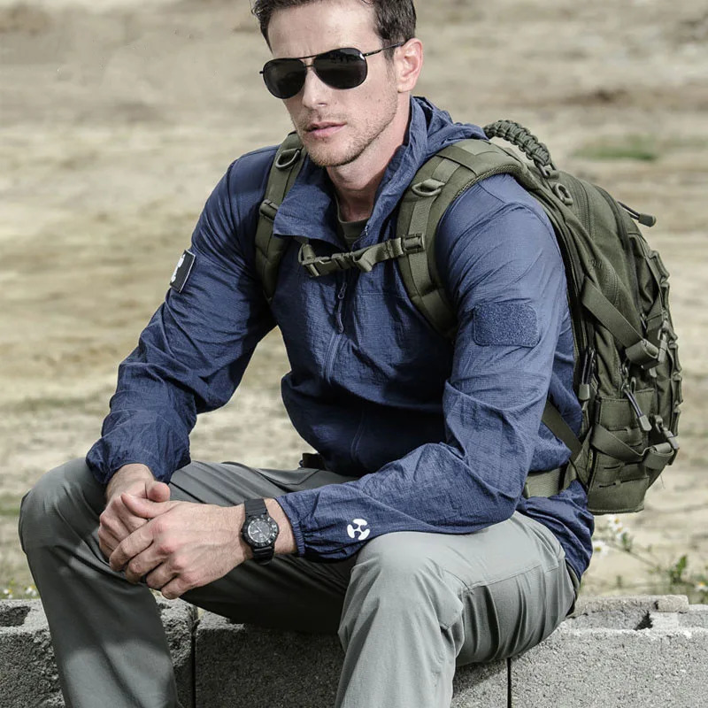 Summer Lightweight Tactical Jacket Mens Windbreaker Thin Skin Hooded Raincoat Quick Dry Breathable Waterproof Jacket 250717