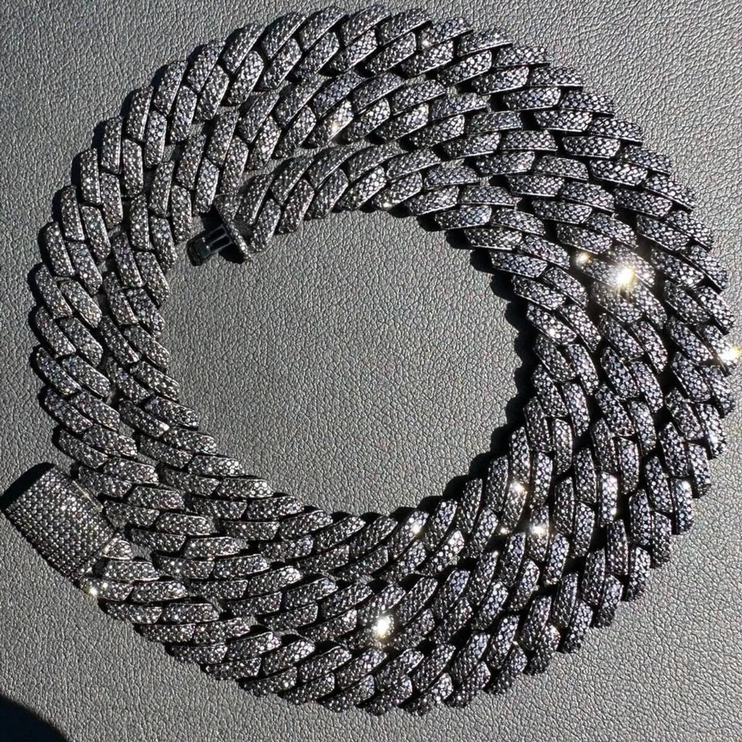 VVS Moissanite Diamond Real Miami Cuban Link Chain Iced Gold 925 Silver Necklace Hip Hop Diamond Cuban Chain for Men