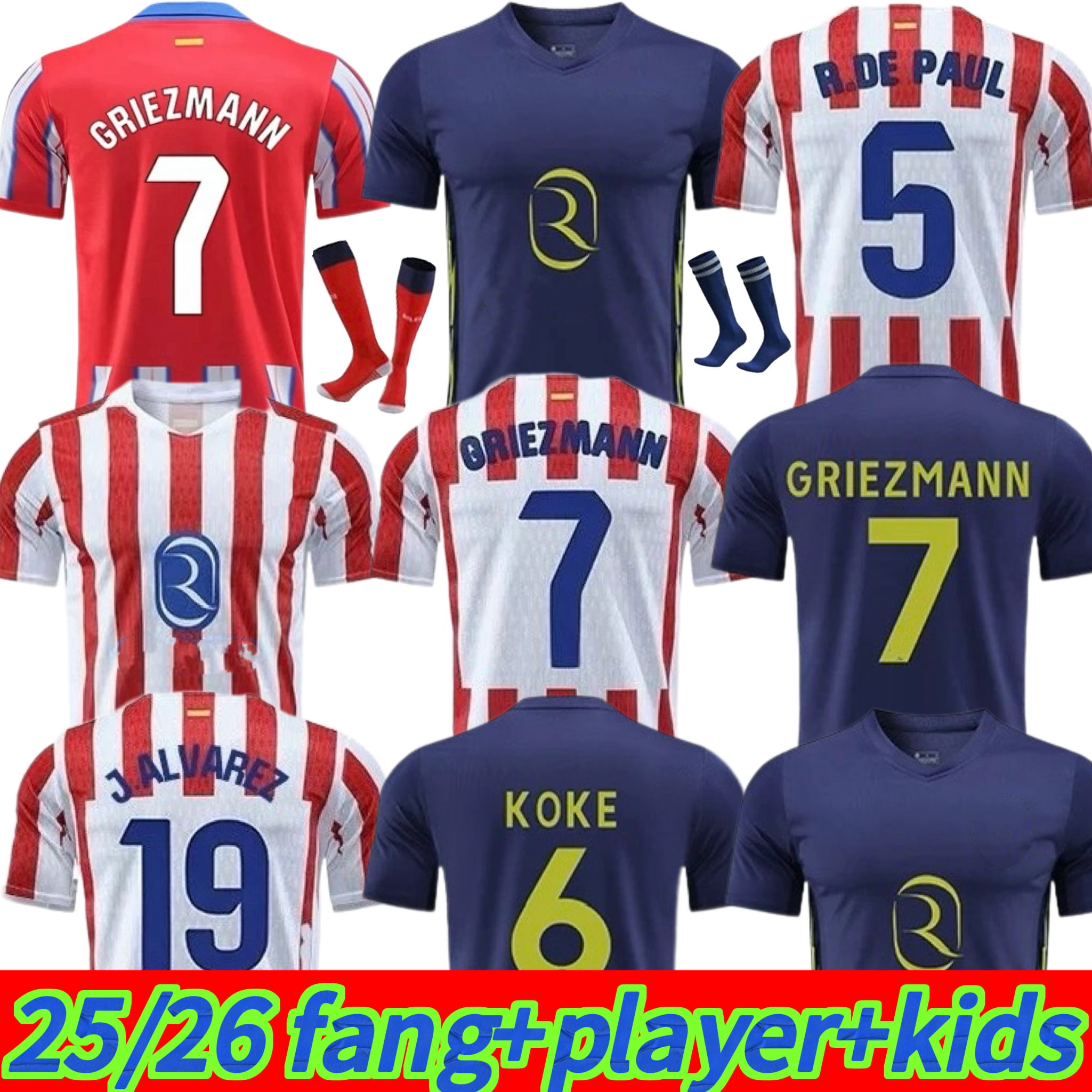 2025 2026 J.ALVAREZ Soccer Jerseys SORLOTH GRIEZMANN CORREA 25 26 GIULIANO palyer Version Football Shirts M.LLORENTE Men Uniforms AtleTico