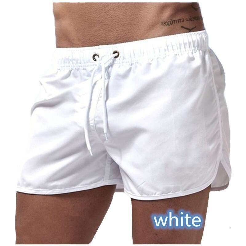 2024 Men's Solid Color Beach Three-Quarter Fashion Multi-Color Straight Loose Drawstring Sports Shorts