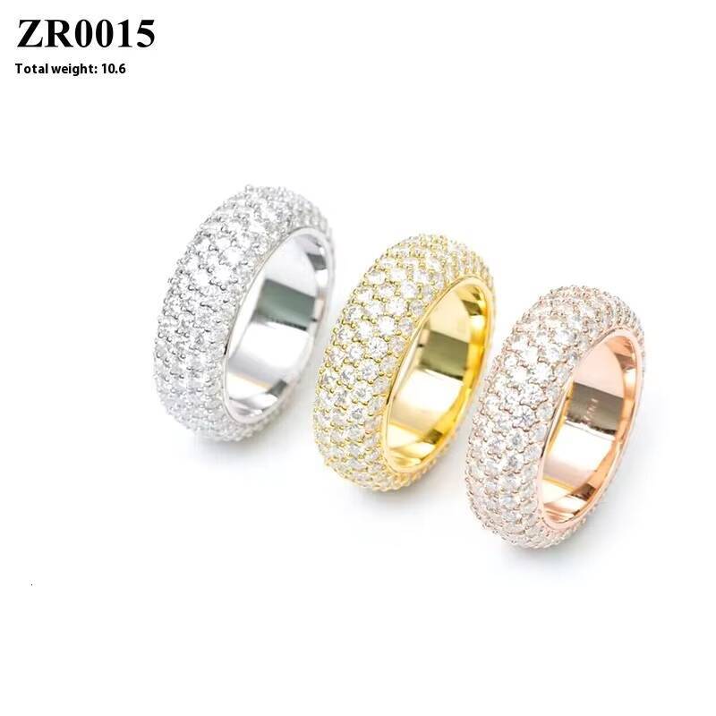 Hip Hop Fire Jewelry Gold Plated 925 Sterling Silver VVS Baguette Iced Out Bling Moissanite Ring for Women Men