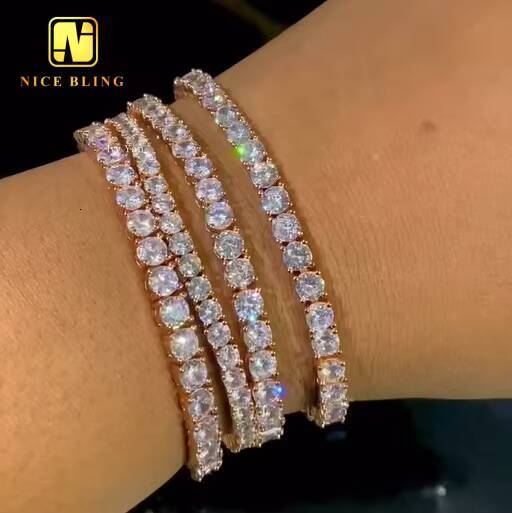 Hot Sale 5mm VVS Moissanite 925 Silver Pass Diamond Tester Hip Hop Jewelry Bracelet Necklace Iced Out Diamond Tennis Chain