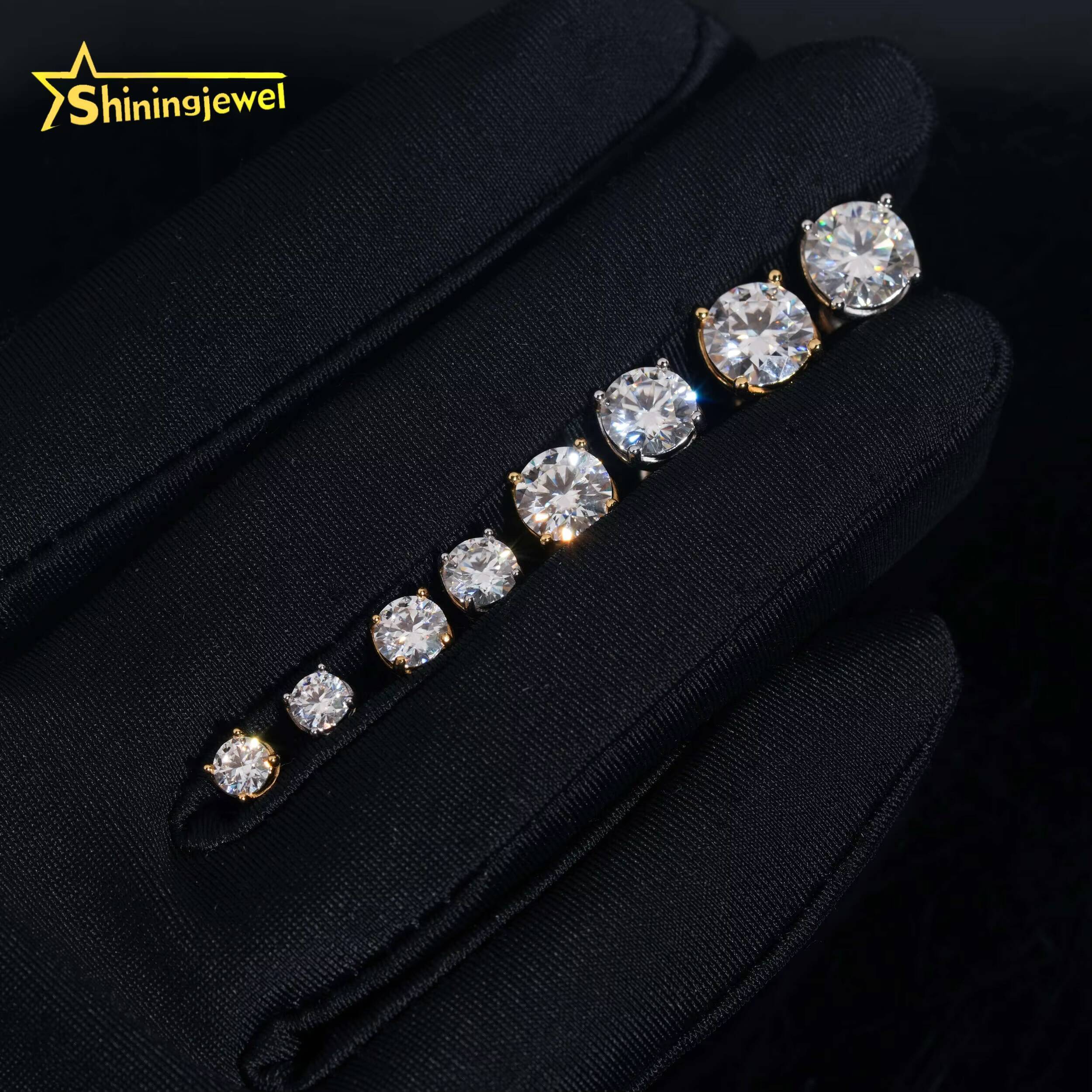 Factory Price Classic 4 Prongs 4MM 5MM 6.5MM 7.5MM Round Moissanite Earrings Iced Out Men Women Earrings Moissanite Jewelry