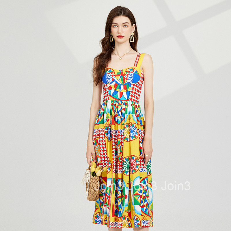 605 summer new womens printed three-dimensional strapless suspender dress with elastic back and high waist skirt